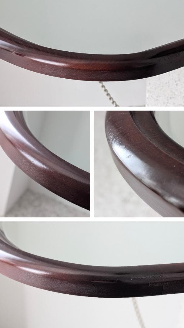 ビンテージ ラウンド ウッドフレーム ウォールミラー 壁掛鏡 北欧 美品 大きめ