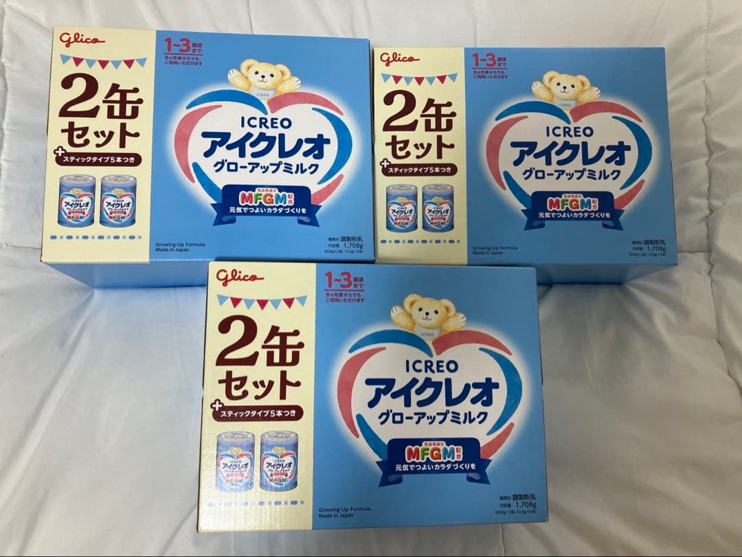 アイクレオ　グローアップミルク　3箱（6缶＋スティック15本）セット