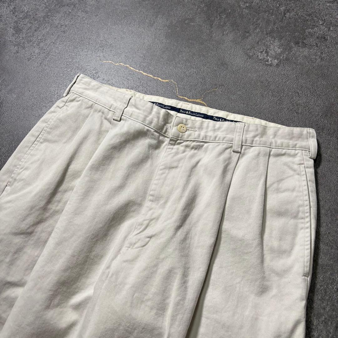 古着PolobyRalphLaurenポロチノパンツホワイトW32L32アメカジ