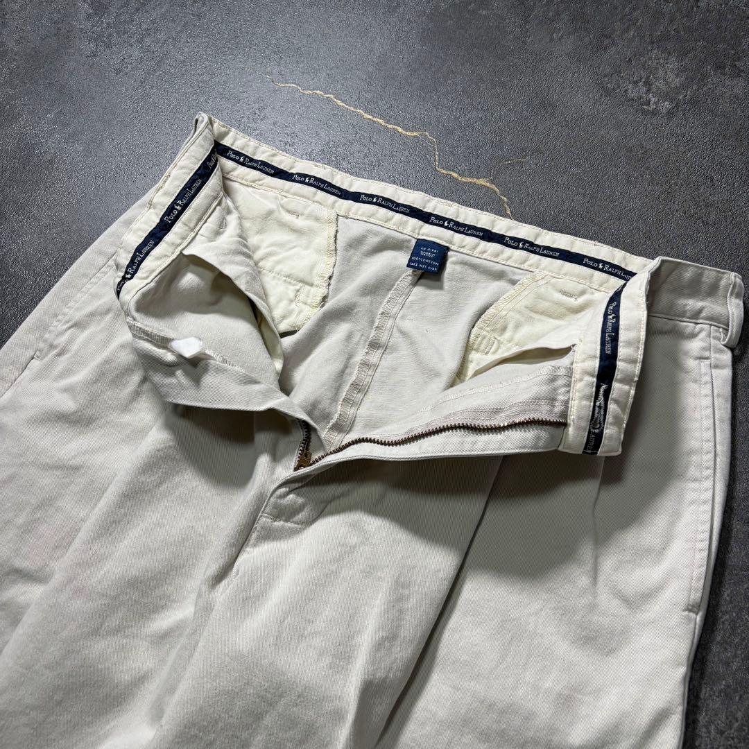 古着PolobyRalphLaurenポロチノパンツホワイトW32L32アメカジ