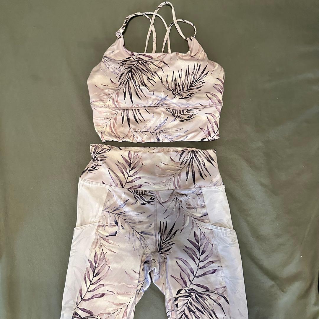 SUKALA ヨガウェア ラベンダー 葉柄 セットアップ S