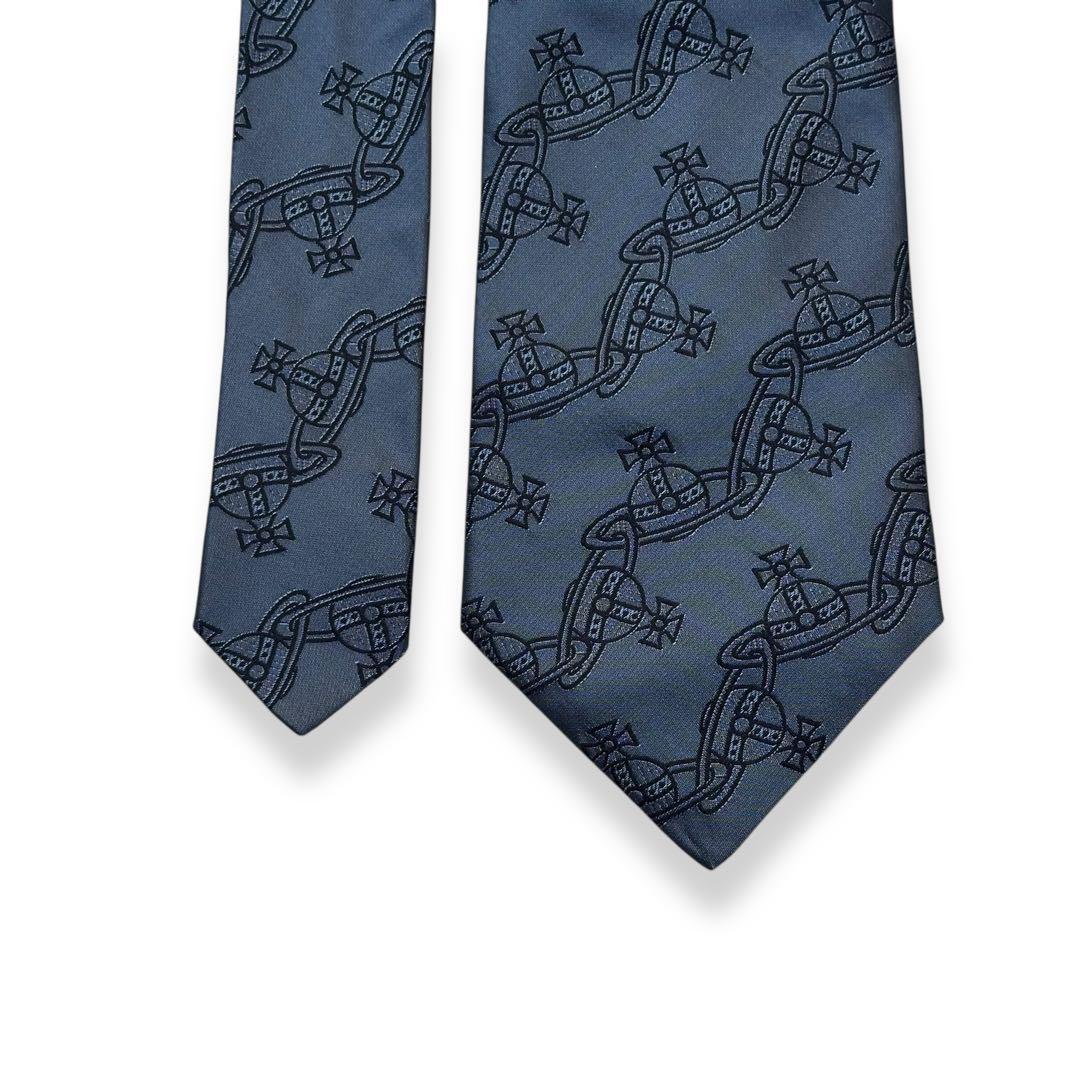 美品✨Vivienne Westwood ネクタイ　オーブ　ジャガード　ブルー