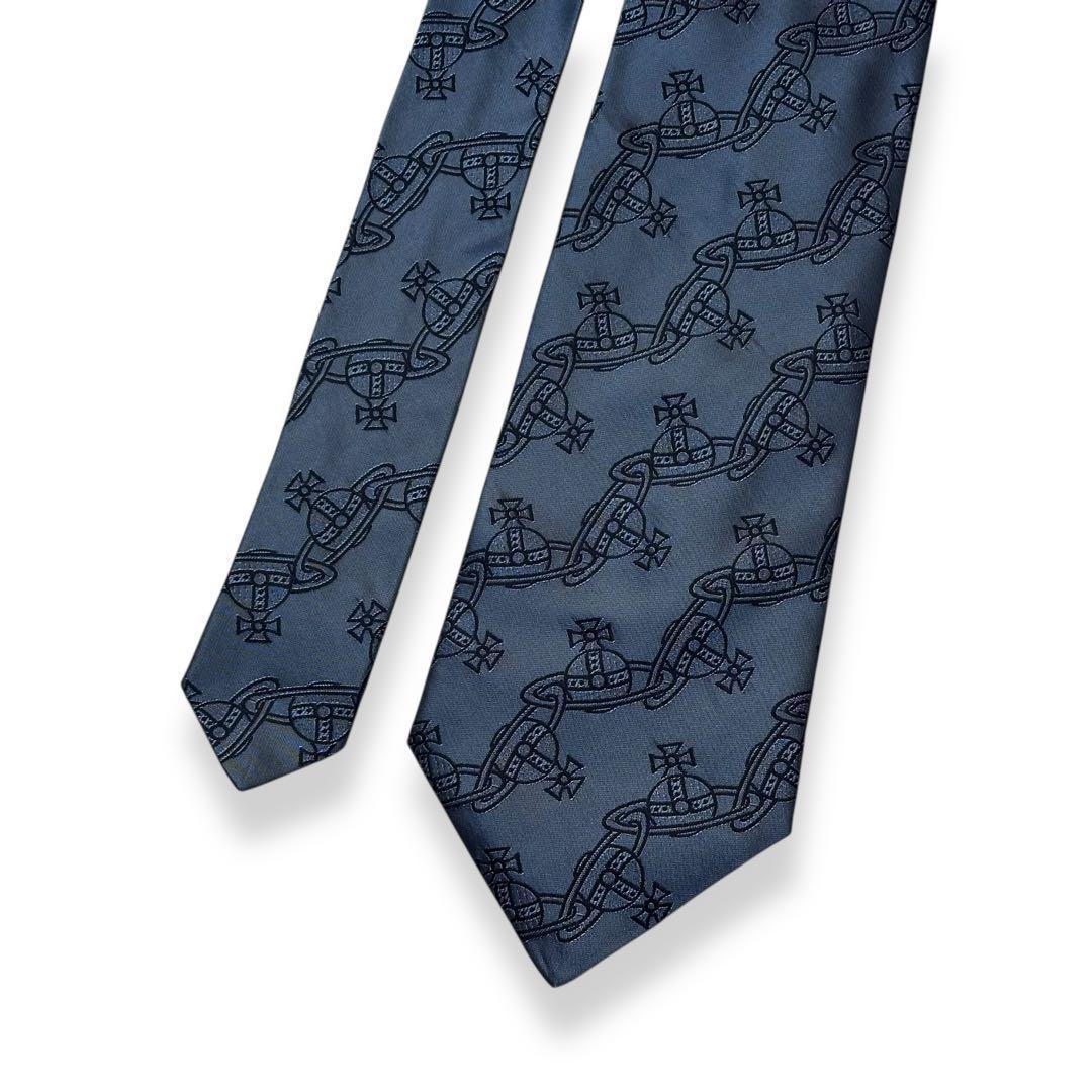 美品✨Vivienne Westwood ネクタイ　オーブ　ジャガード　ブルー