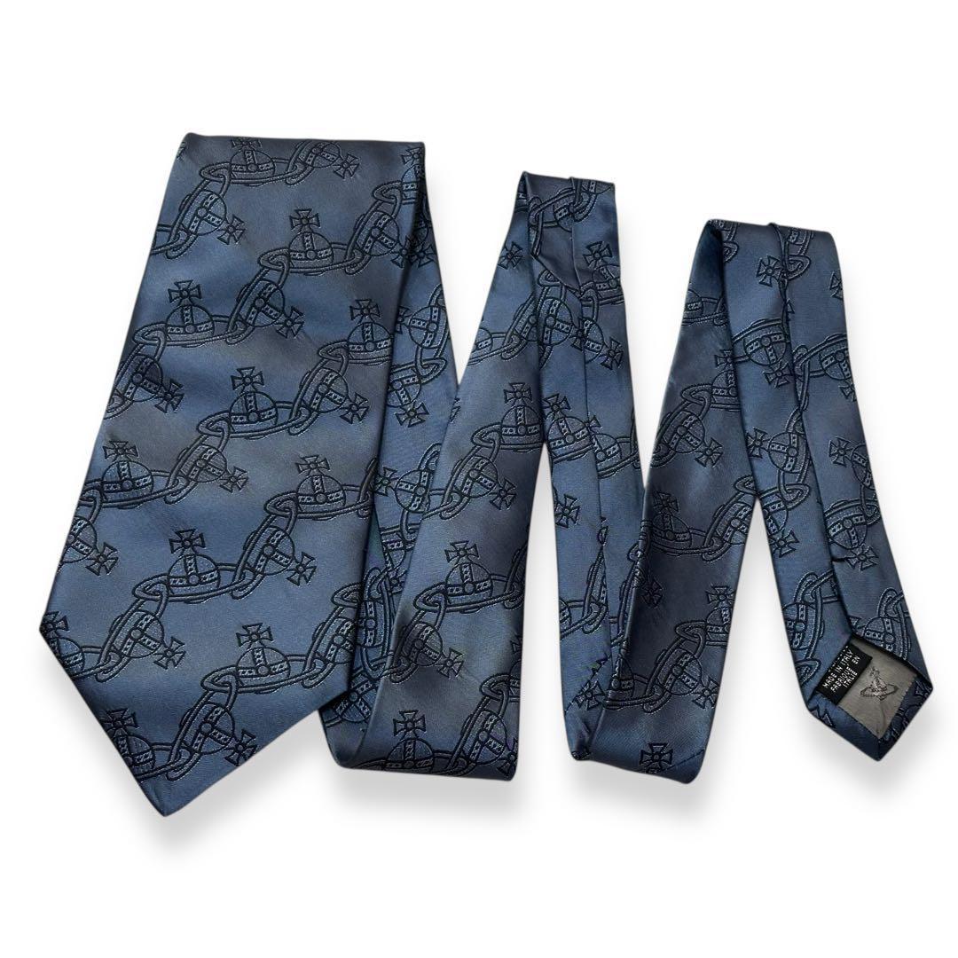 美品✨Vivienne Westwood ネクタイ　オーブ　ジャガード　ブルー