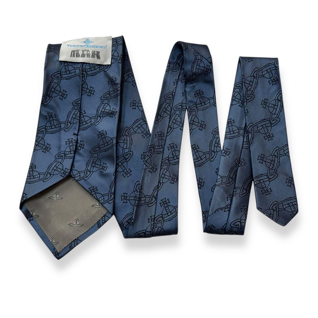 美品✨Vivienne Westwood ネクタイ　オーブ　ジャガード　ブルー