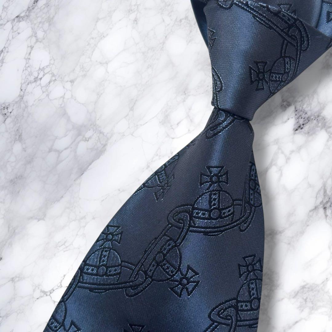 美品✨Vivienne Westwood ネクタイ　オーブ　ジャガード　ブルー