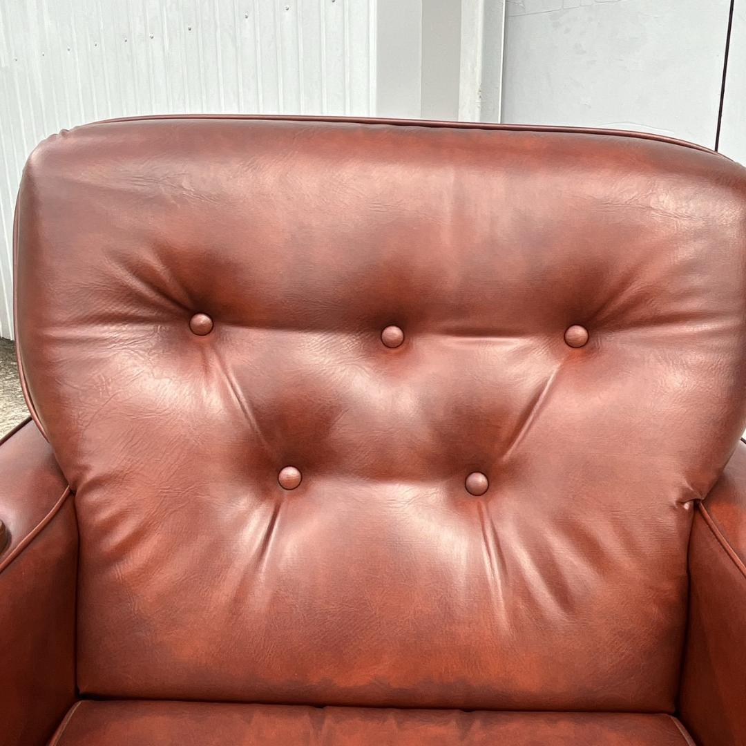 【送料無料】西洋アンティーク レザー 1人掛けソファ ロビーチェア 昭和レトロ