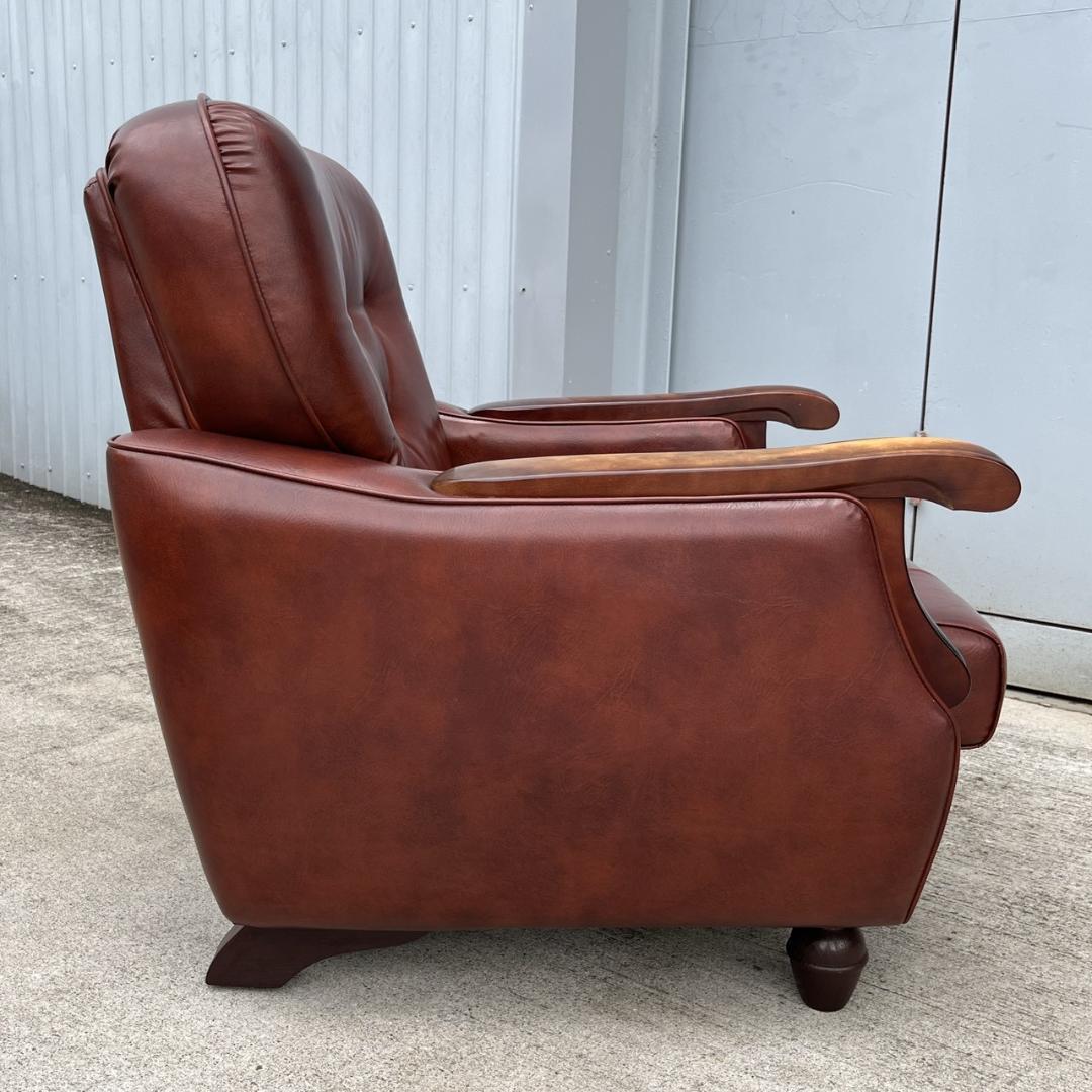 【送料無料】西洋アンティーク レザー 1人掛けソファ ロビーチェア 昭和レトロ