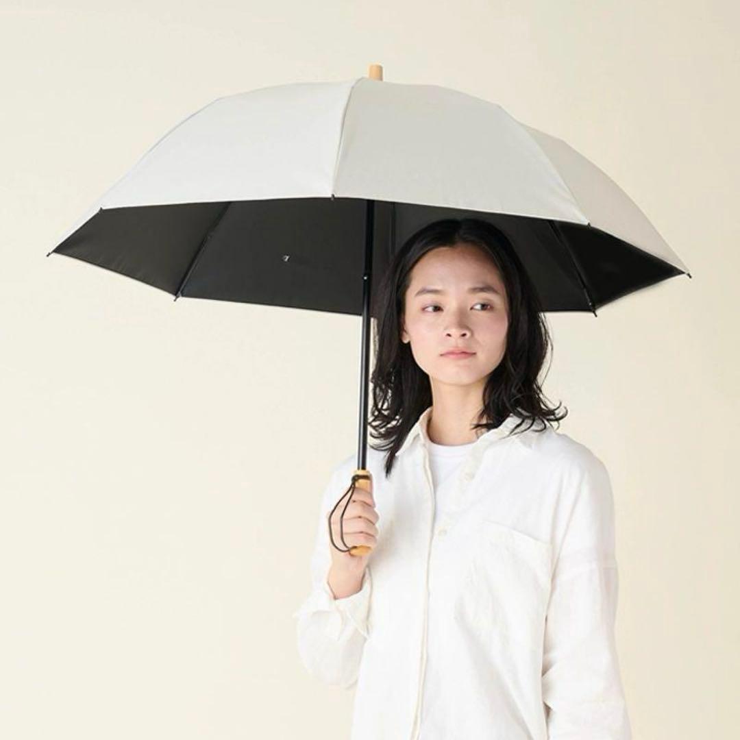 サンバリア100未使用2段折mokuアイボリー完全遮光日傘二段折人気折り畳み