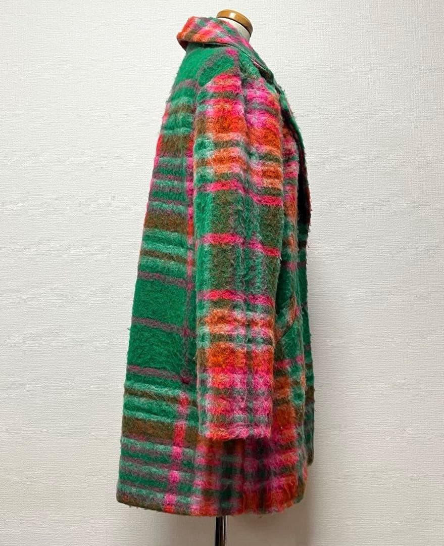 【ANNA BASSANI】アンナバッサーニ モヘア　チェック　チェスターコート