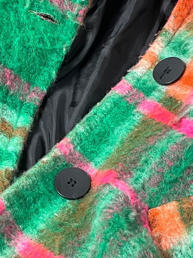 【ANNA BASSANI】アンナバッサーニ モヘア　チェック　チェスターコート