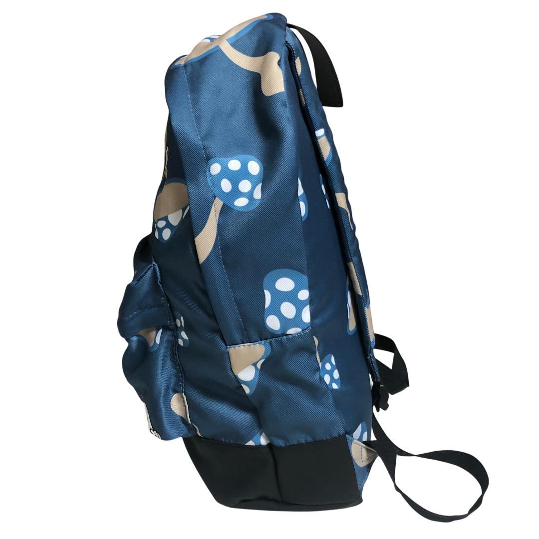 【美品】リップンディップ リュックショルダーバッグ ナイロン キノコ柄 ブルー