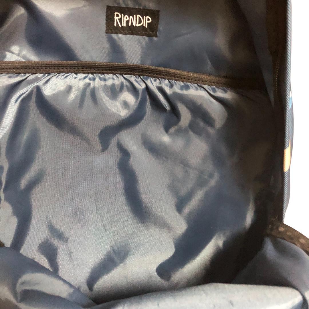 【美品】リップンディップ リュックショルダーバッグ ナイロン キノコ柄 ブルー
