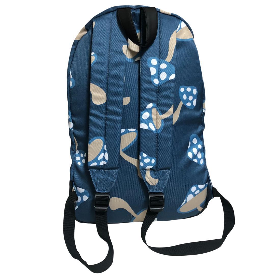 【美品】リップンディップ リュックショルダーバッグ ナイロン キノコ柄 ブルー