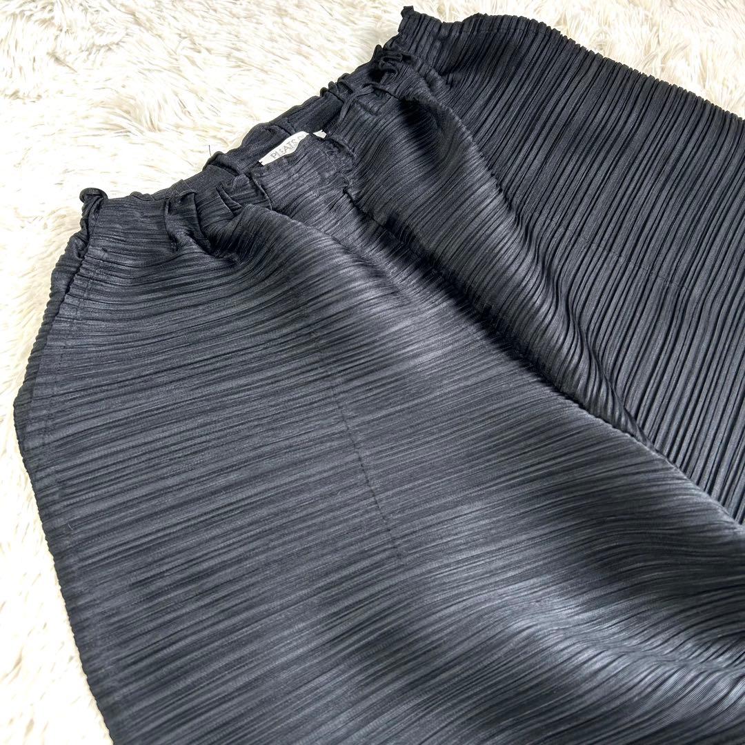 【美品】 プリーツプリーズ 24SS 変形 横プリーツ パンツ サルエル 黒 3