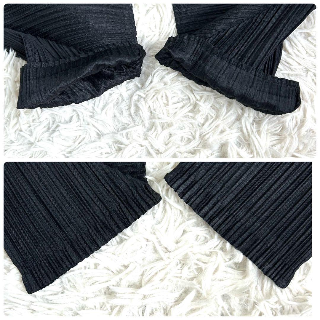 【美品】 プリーツプリーズ 24SS 変形 横プリーツ パンツ サルエル 黒 3