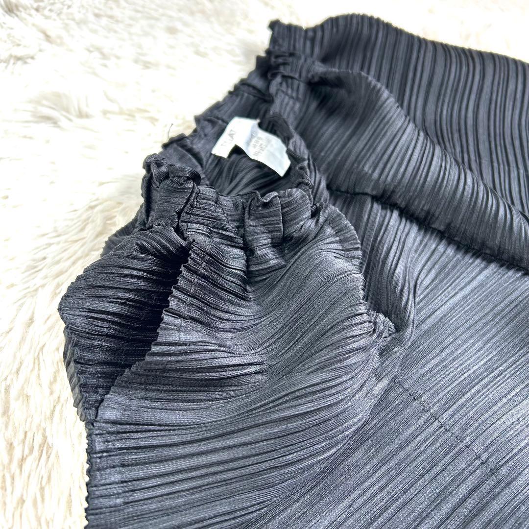 【美品】 プリーツプリーズ 24SS 変形 横プリーツ パンツ サルエル 黒 3