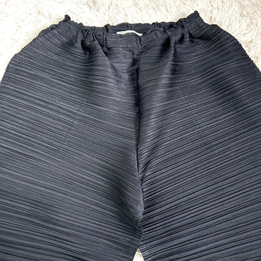 【美品】 プリーツプリーズ 24SS 変形 横プリーツ パンツ サルエル 黒 3