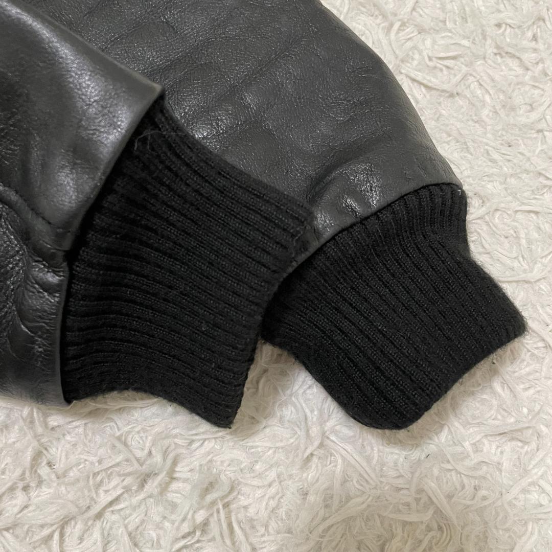 美品　フラグメント　デニムスタジャン　袖レザー切替　キルティング　ネイビー　M