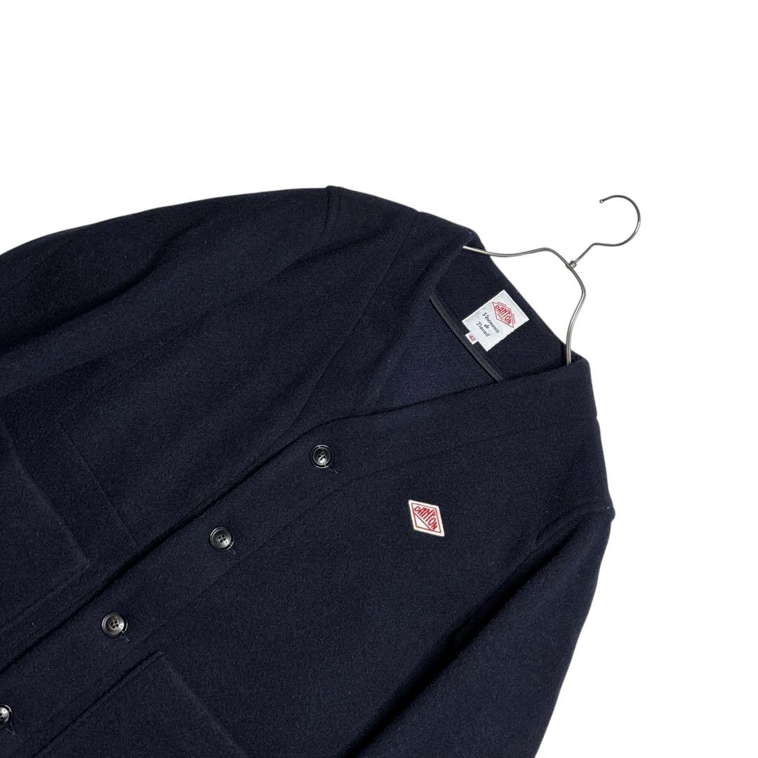 DANTON ダントン ウールモッサ カラーレスVネックジャケット　ノーカラー