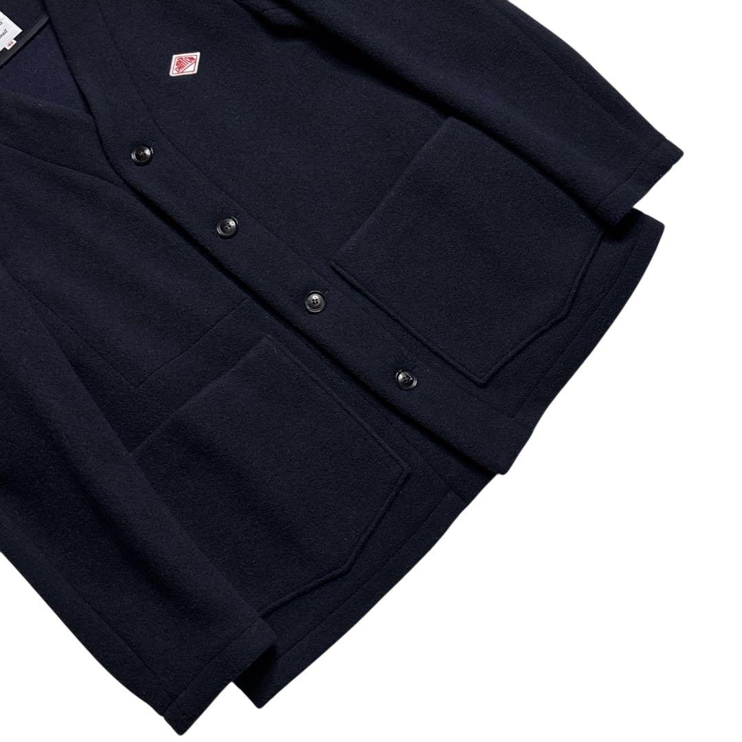 DANTON ダントン ウールモッサ カラーレスVネックジャケット　ノーカラー