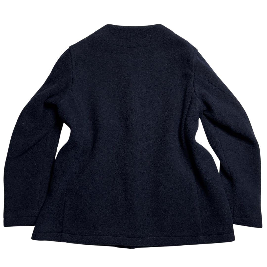 DANTON ダントン ウールモッサ カラーレスVネックジャケット　ノーカラー