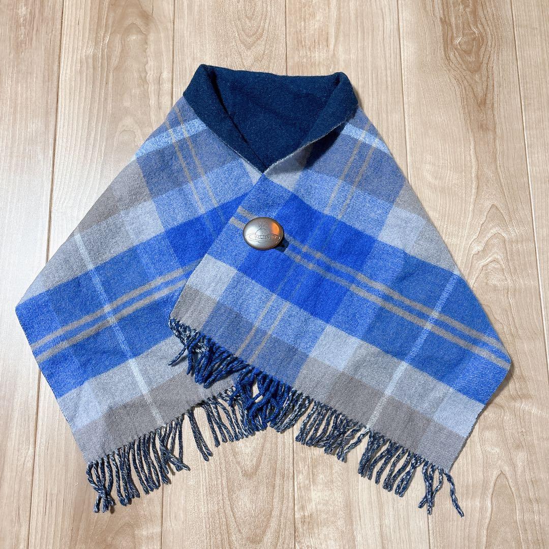ヴィヴィアンウエストウッド ストール リバーシブル ネイビー チェック マフラー