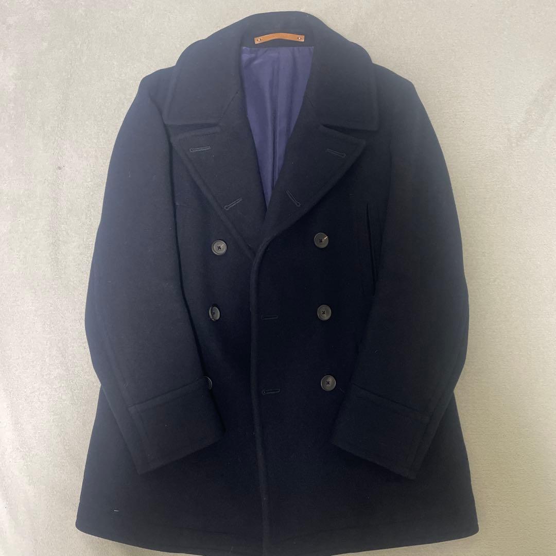 SCYE BASICS ネイビー ダブルブレスト ピーコート 38