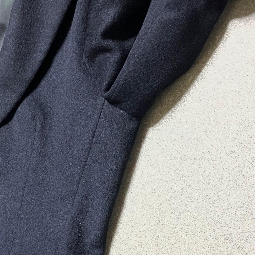 【極美品✨近年モデル カシミヤ混】アクアスキュータム チェスターコート ネイビー