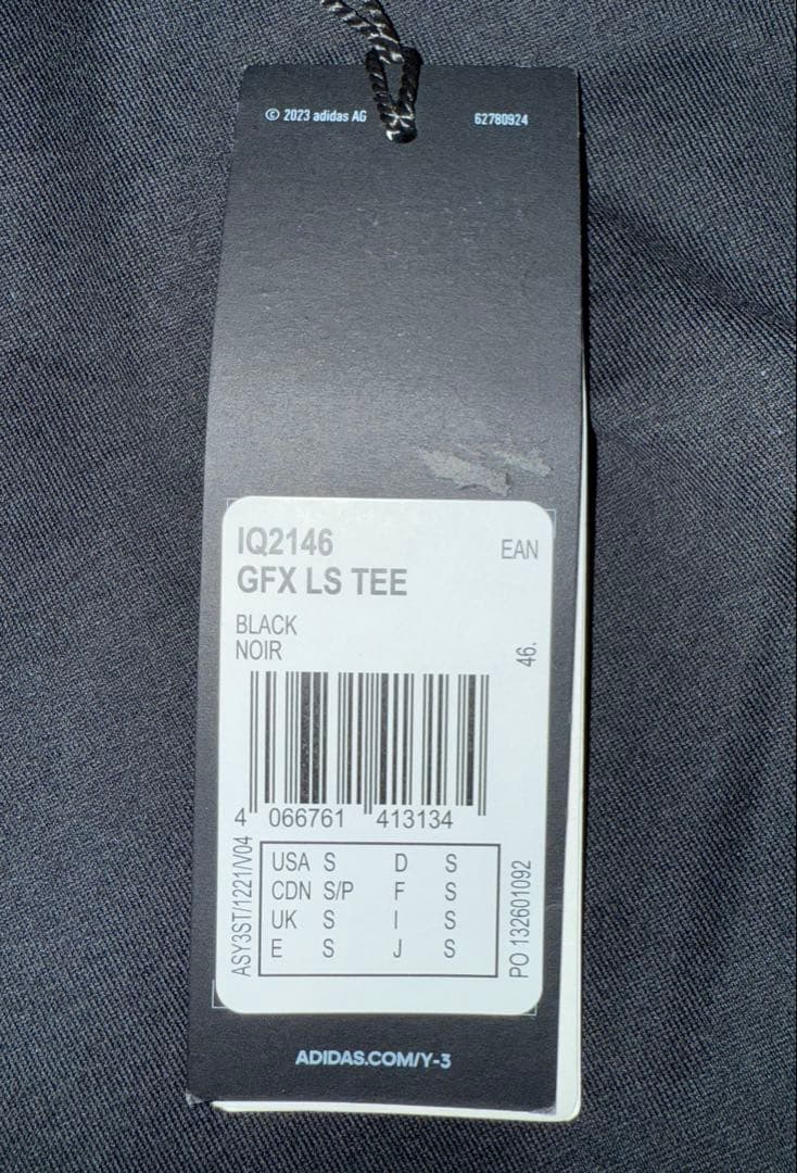 新品！Y-3 ワイスリー バックプリント クルーネック ロンt 長袖 M