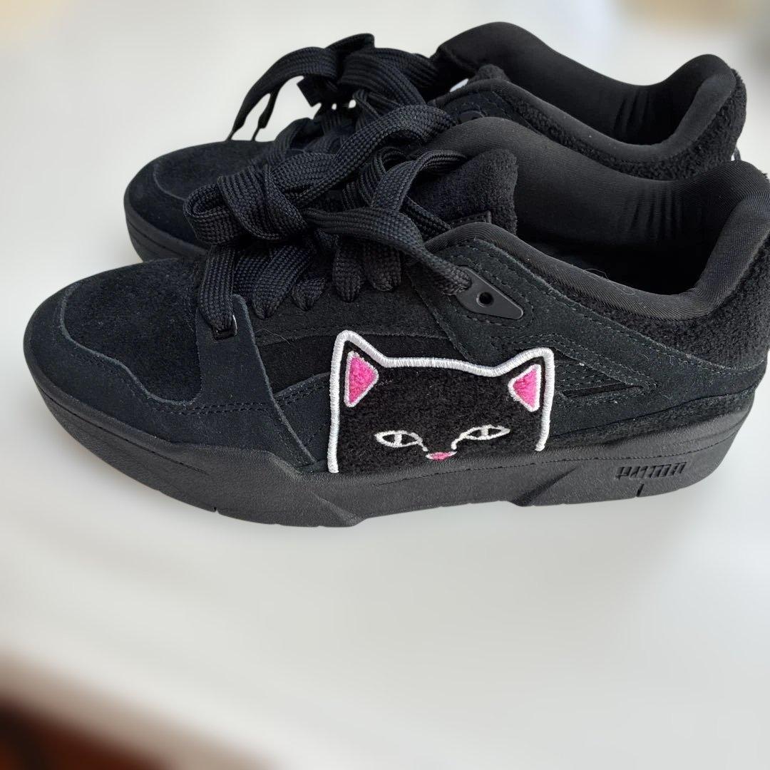 完売品　希少　PUMA RIPNDIPコラボ 猫刺繍 ブラック　スニーカー
