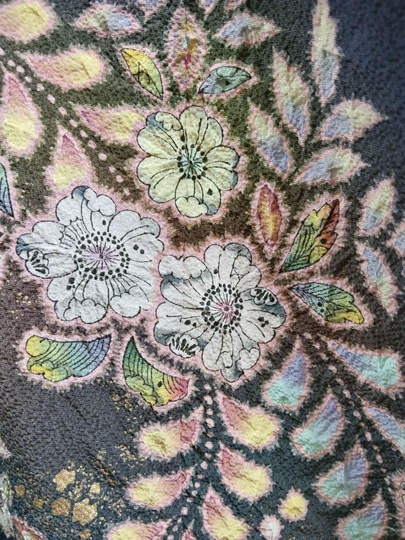 F-303 付け下げ 辻ヶ花 紫色 金彩 袷 暈し 翠山 やまと 落款 美品