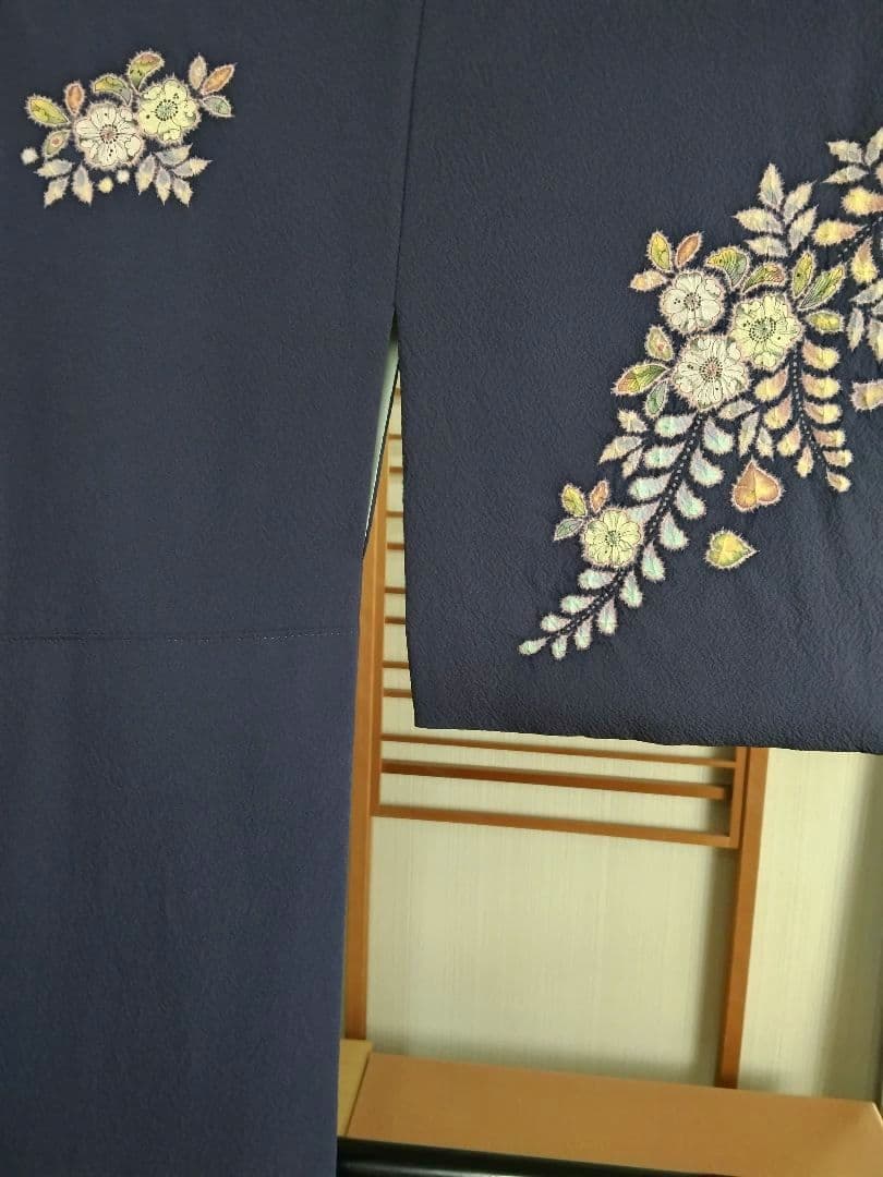 F-303 付け下げ 辻ヶ花 紫色 金彩 袷 暈し 翠山 やまと 落款 美品