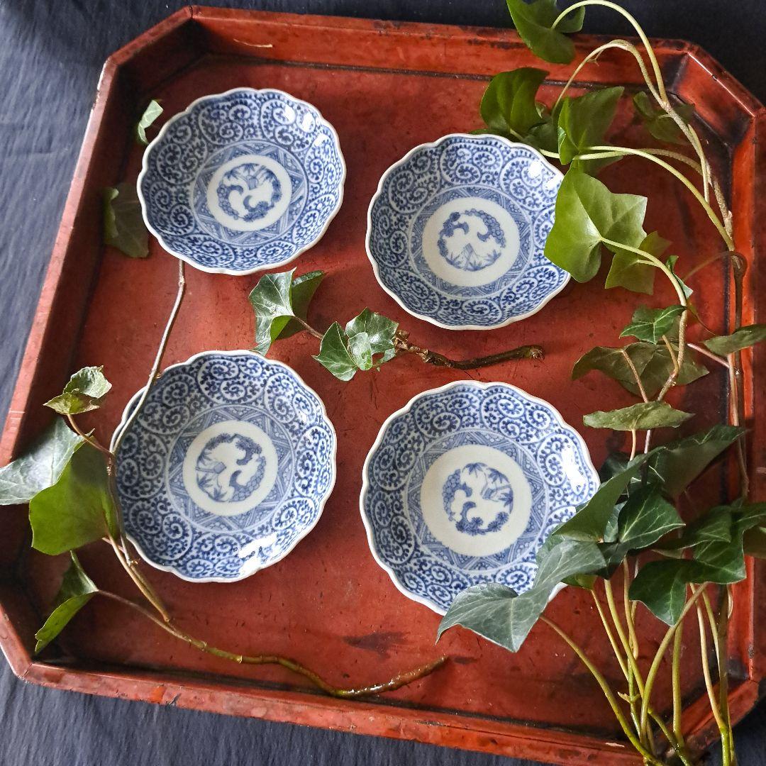 「ご成約者」です。 「たこ唐草が小皿にも！」 古伊万里皿4客セット 骨董ア