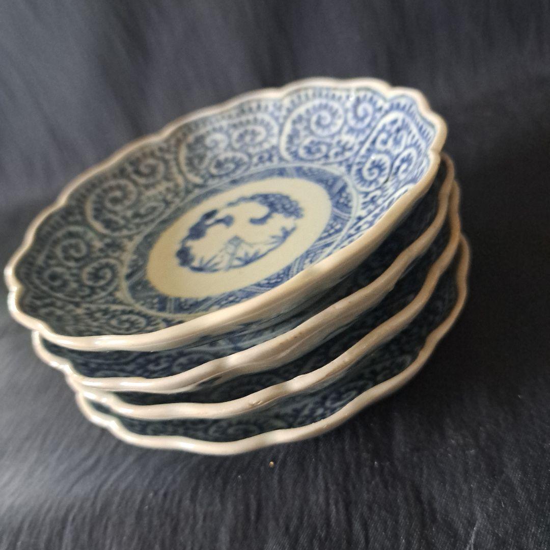 「ご成約者」です。 「たこ唐草が小皿にも！」 古伊万里皿4客セット 骨董ア