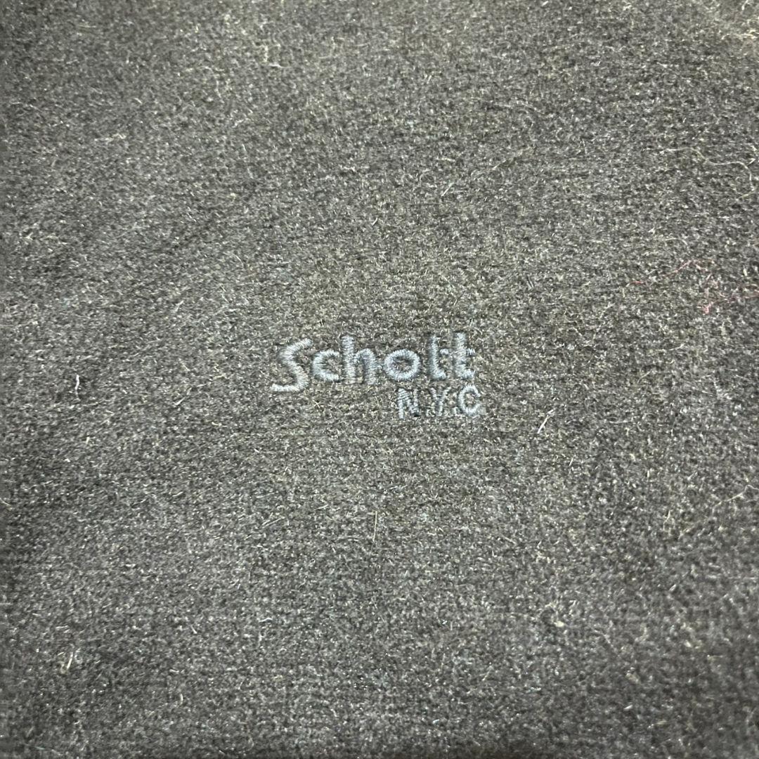 90s schott 袖革 スタジャン ウール バックロゴ ヴィンテージ 古着