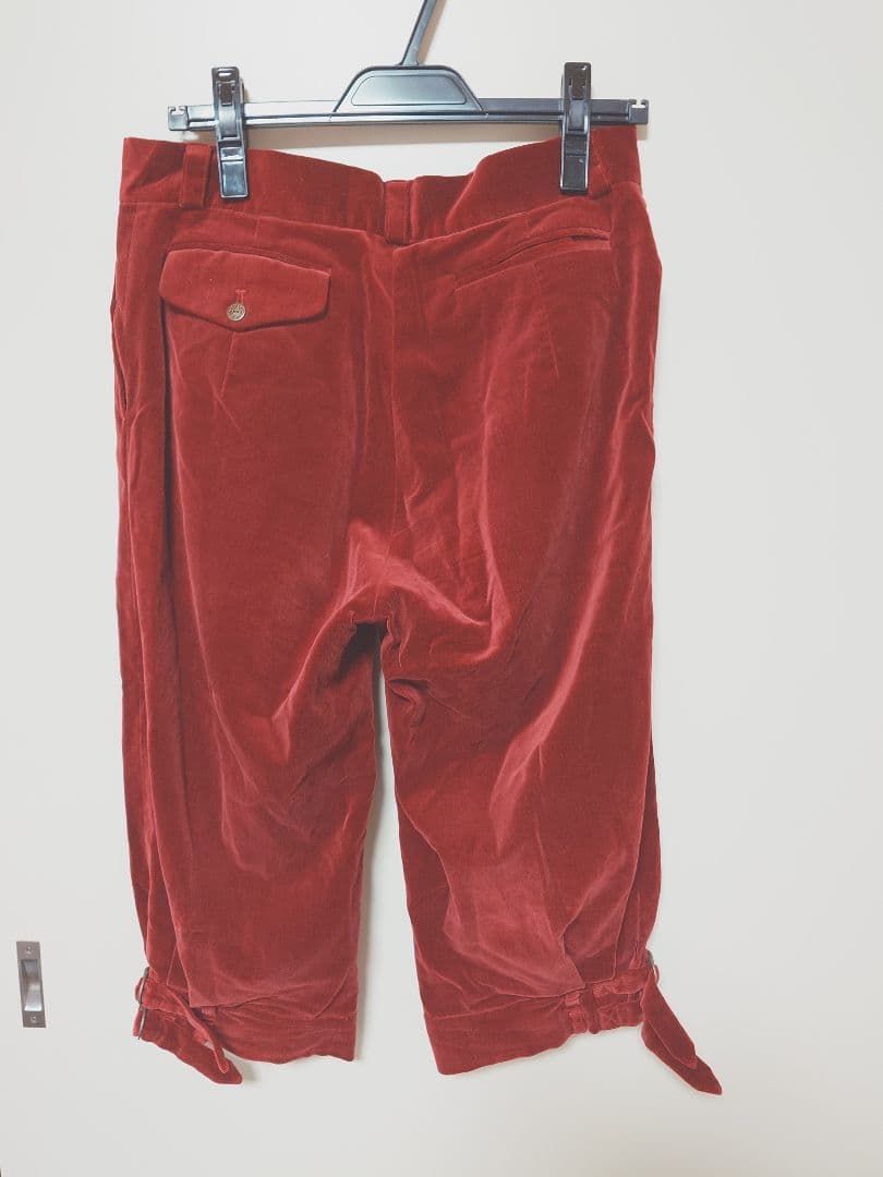 アトリエBOZ　ひざ丈ベルベットパンツ　赤