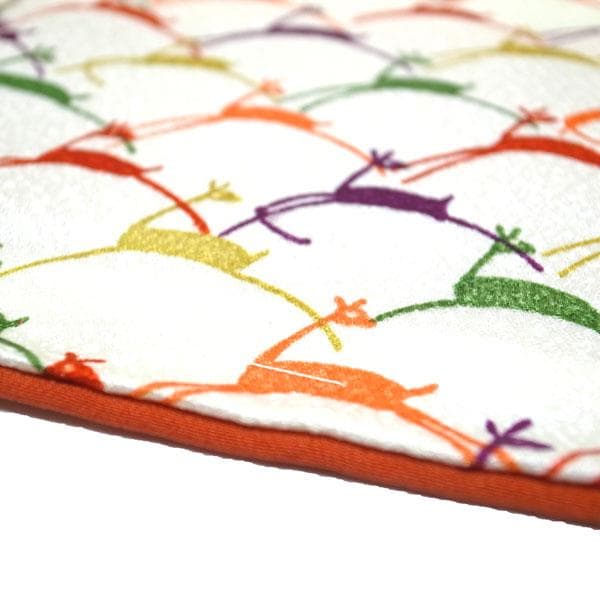 小紋 着物 袷 一方付け 型染 鹿 美品 裄64.5 Ｍ 新古品 sn1904