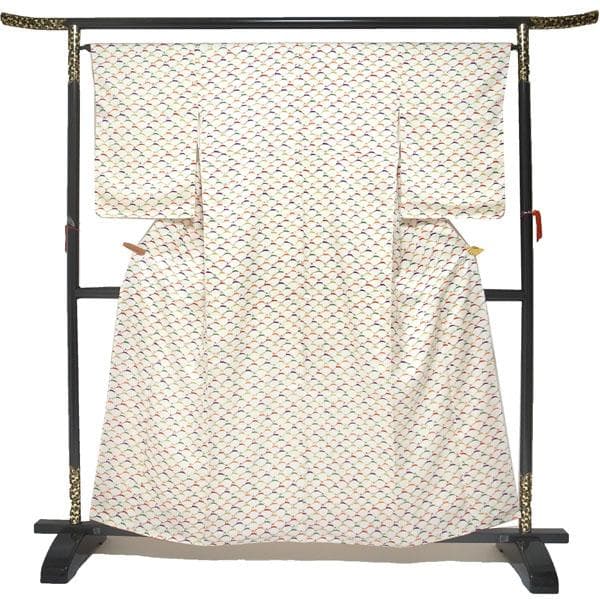 小紋 着物 袷 一方付け 型染 鹿 美品 裄64.5 Ｍ 新古品 sn1904