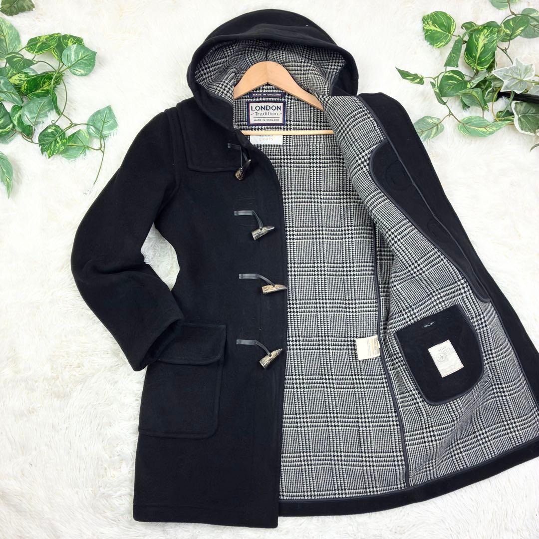 美品　ロンドントラディション　ビームス　ダッフルコート　グレンチェック　L　黒