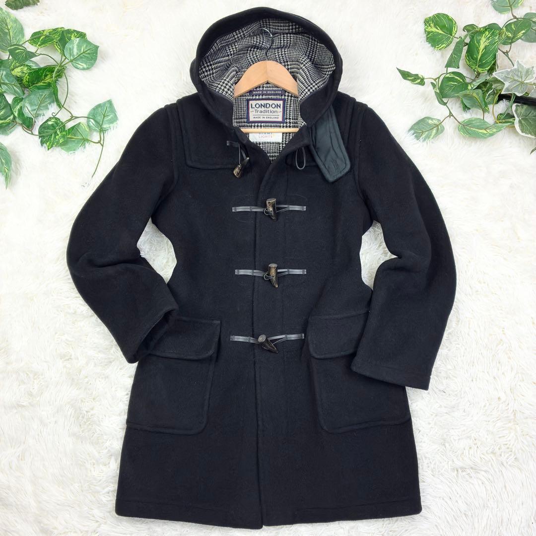 美品　ロンドントラディション　ビームス　ダッフルコート　グレンチェック　L　黒