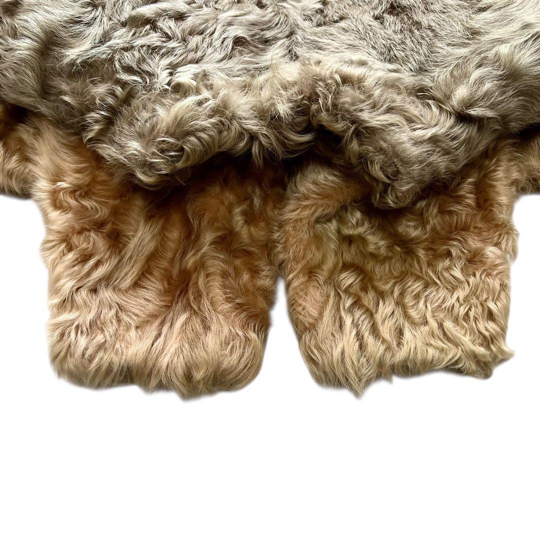 希少デザイン ラムファー リアルファーコート 本毛皮 バイカラー XLサイズ相当