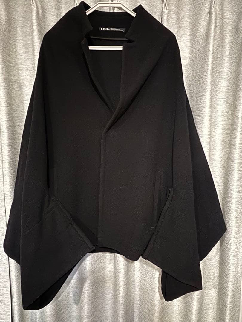 リミフゥ ウール混コート ドロップショルダー 着物袖 　ヨウジヤマモト
