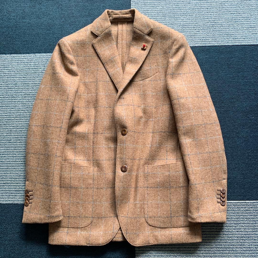 LARDINI ラルディーニ ブラウン チェック柄 テーラードジャケット