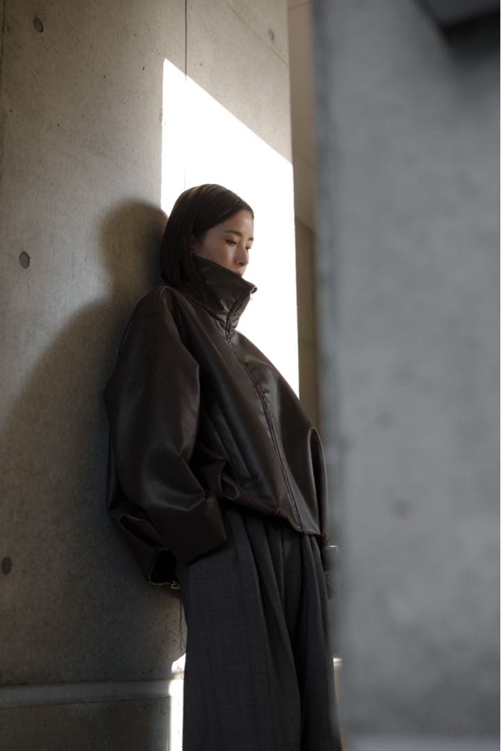 roughlow エコレザーバルーンブルゾン