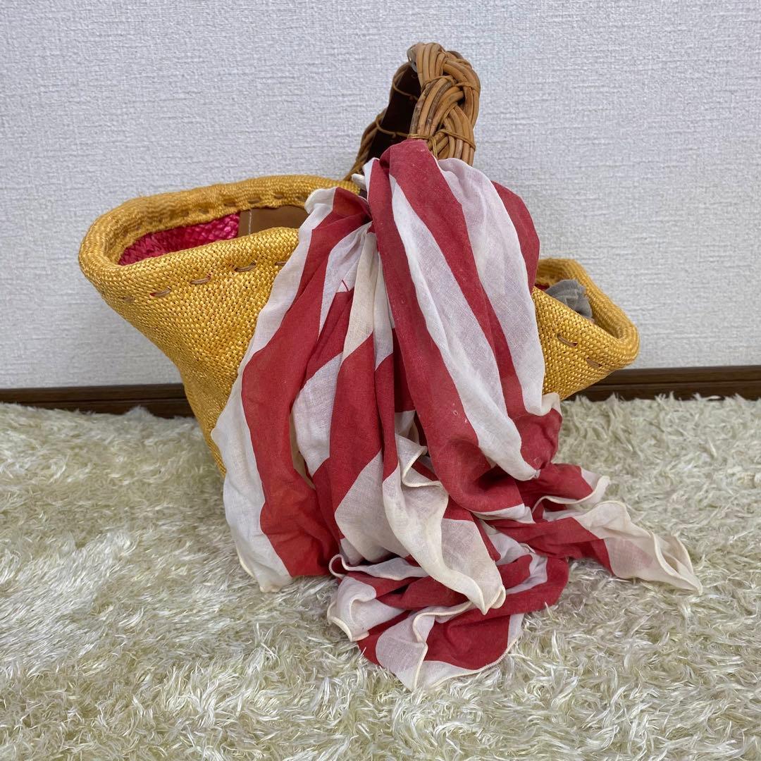 【希少デザイン】eb.a.gos エバゴス カゴバック スカーフ ポーチ付き