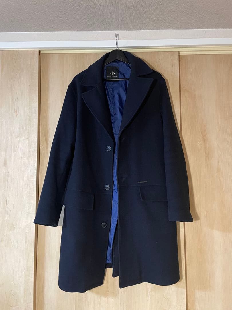【交渉歓迎】Armani Exchange ネイビー チェスターコートL〜XL