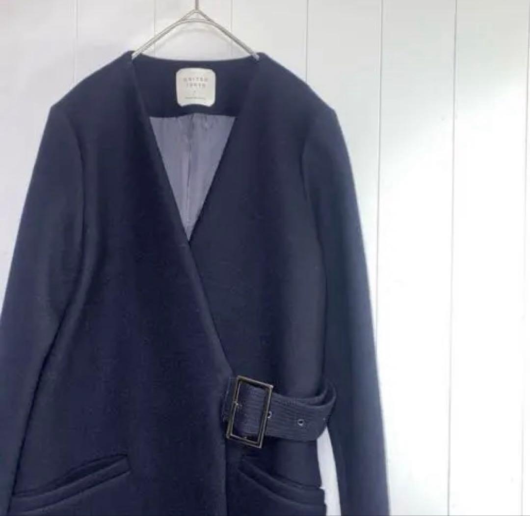 美品❗️UNITED TOKYO ウールハトメベルト　ロングコート　スーパー120