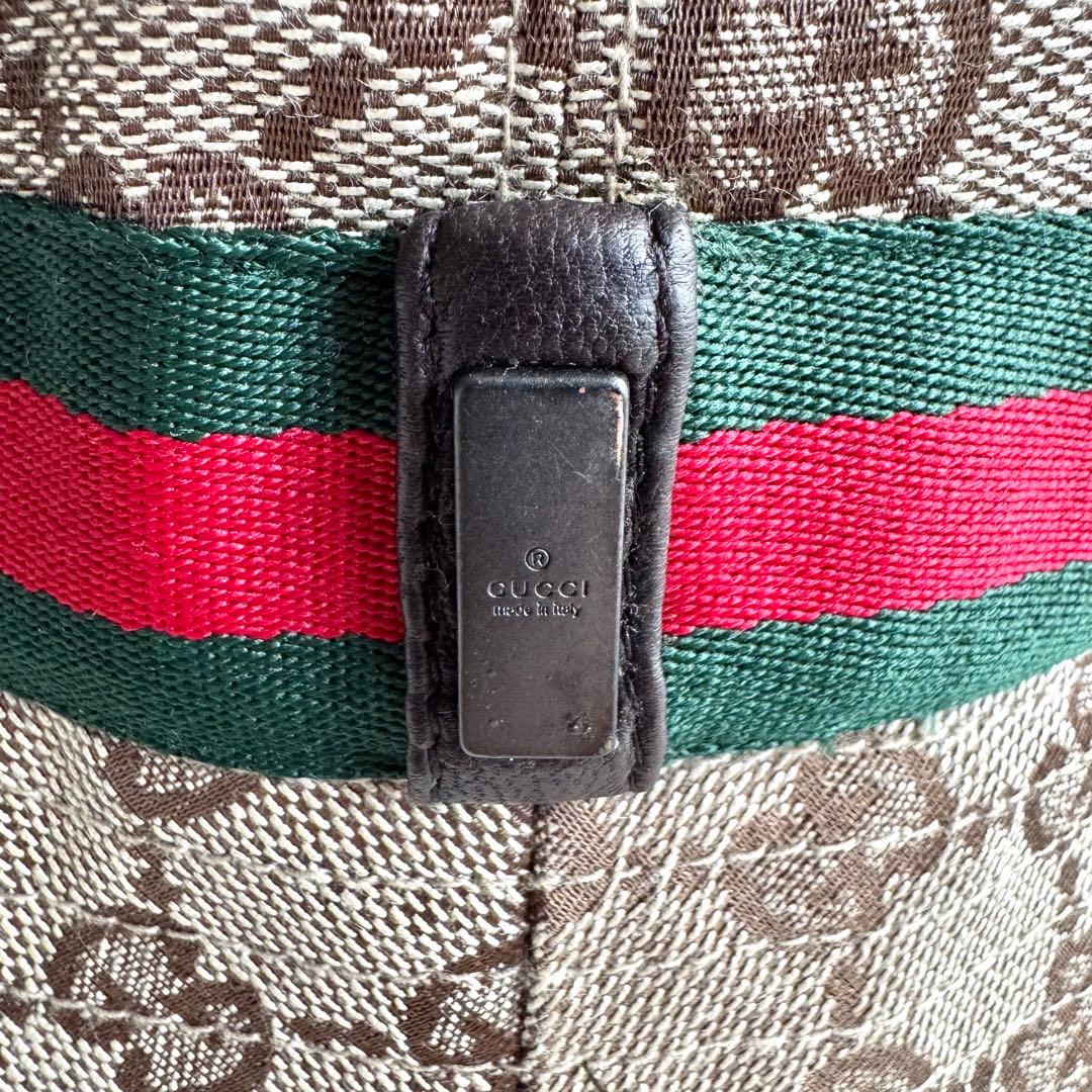 未使用タグ付き　グッチ　バケットハット　シェリーライン　プレート　GGキャンバス