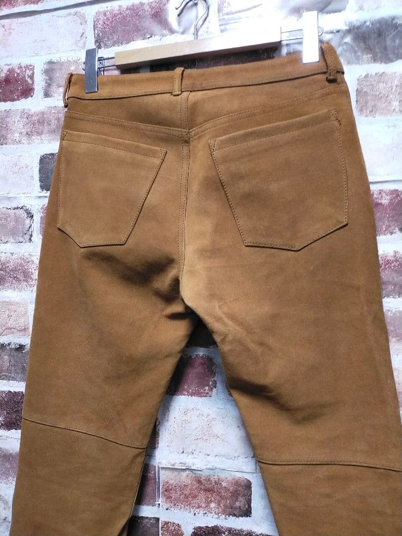BEAMS LIGHTS 牛革 カウ レザー スウェード ストレート パンツ